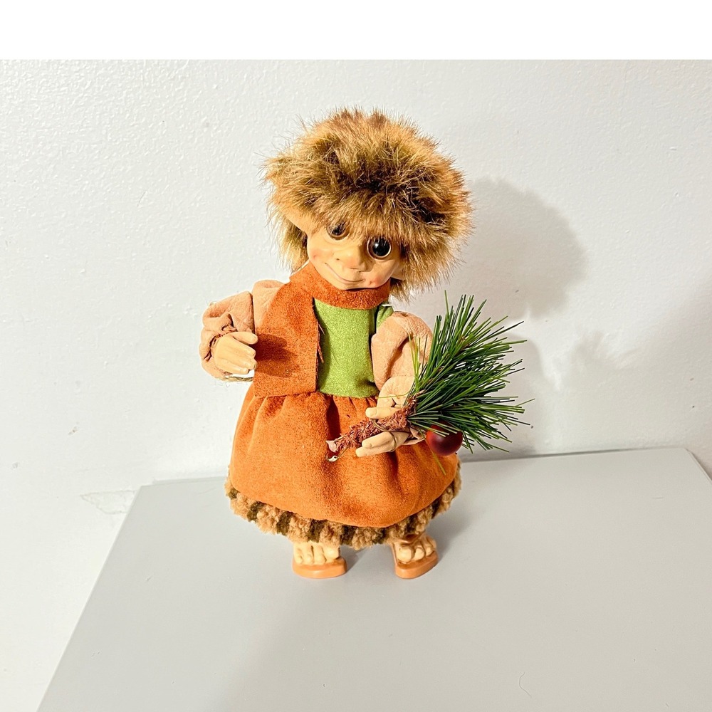 Unbranded Troll Hanging Ornament  8 Inch Brown Vintage Style Woodland Decor‎